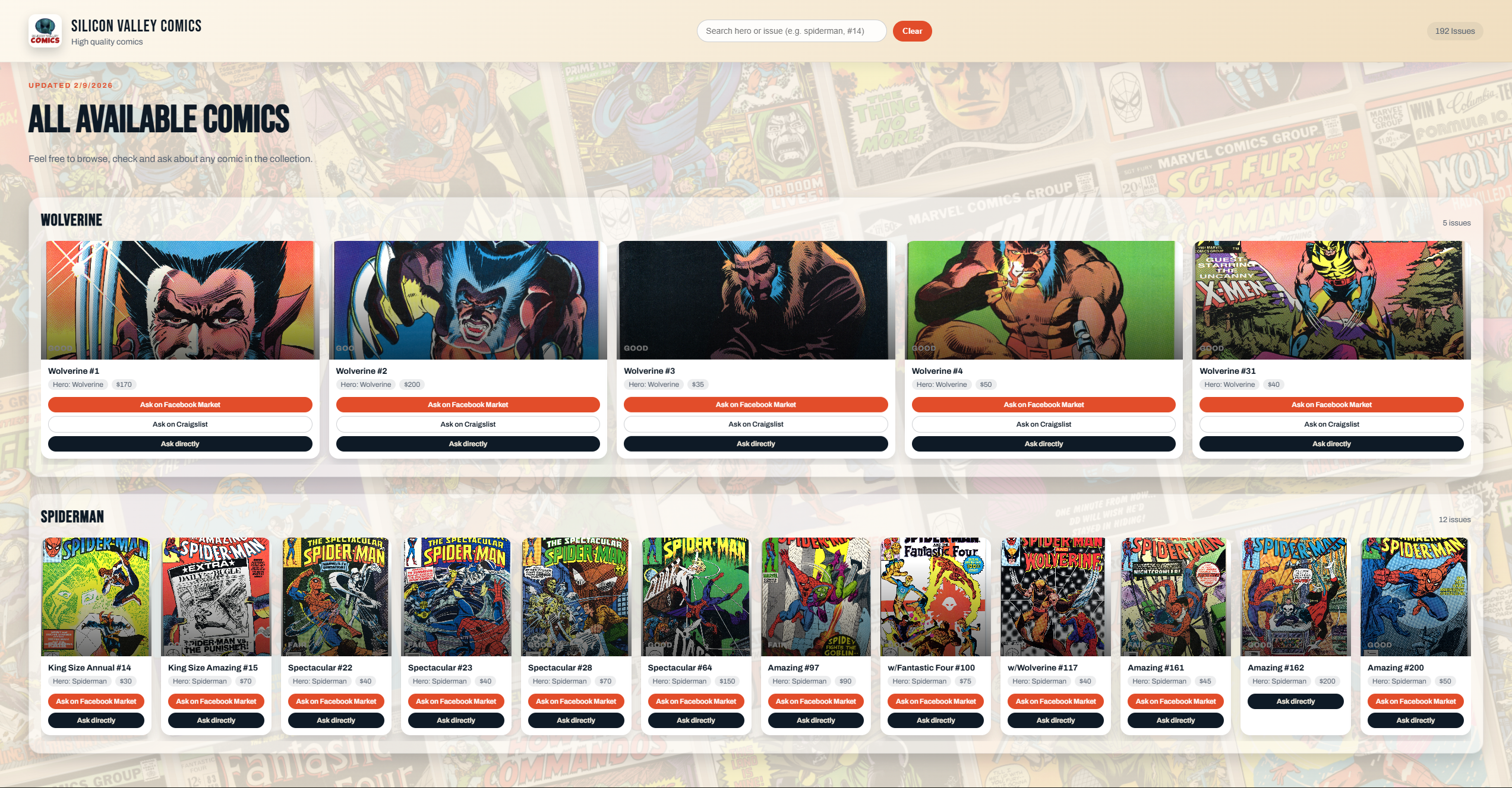 Comics app screenshot